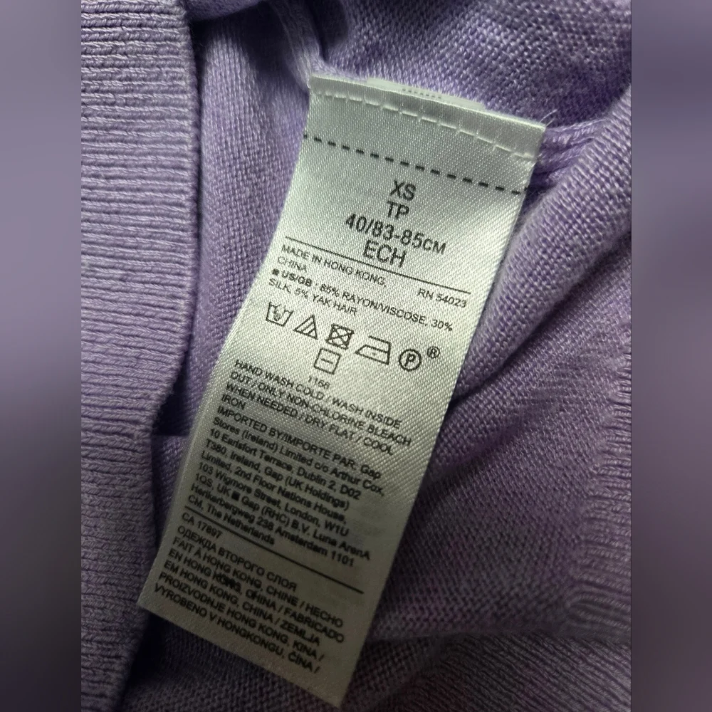 Banana Republic Yak Silk Rayon Blend Lavender Purple Crew Neck Knit Sweater XS - Picture 4 of 7